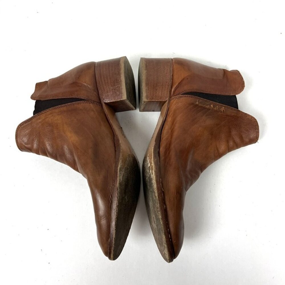Sabani Florence Made in Italy‎ Leather Ankle Boots Sz 36 US 6 Cognac Preppy - Picture 4 of 9